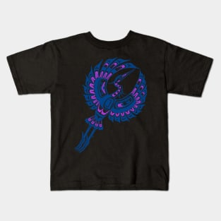 PNW blue heron, in teal and purple Kids T-Shirt